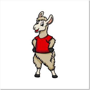 Cute Anthropomorphic Human-like Cartoon Character Llama in Clothes Posters and Art